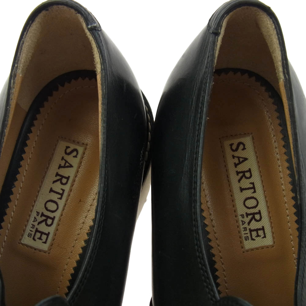 SARTORE サルトル イタリア製 フリンジ シューズ ブラック系 37【中古】