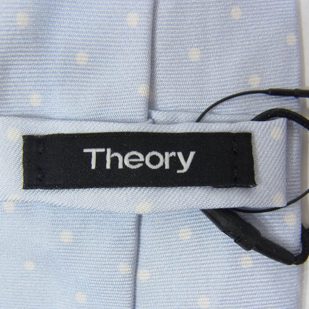 theory セオリー シルク100% ドット柄 水玉 ネクタイ ライトブルー系 F【新古品】【未使用】【中古】