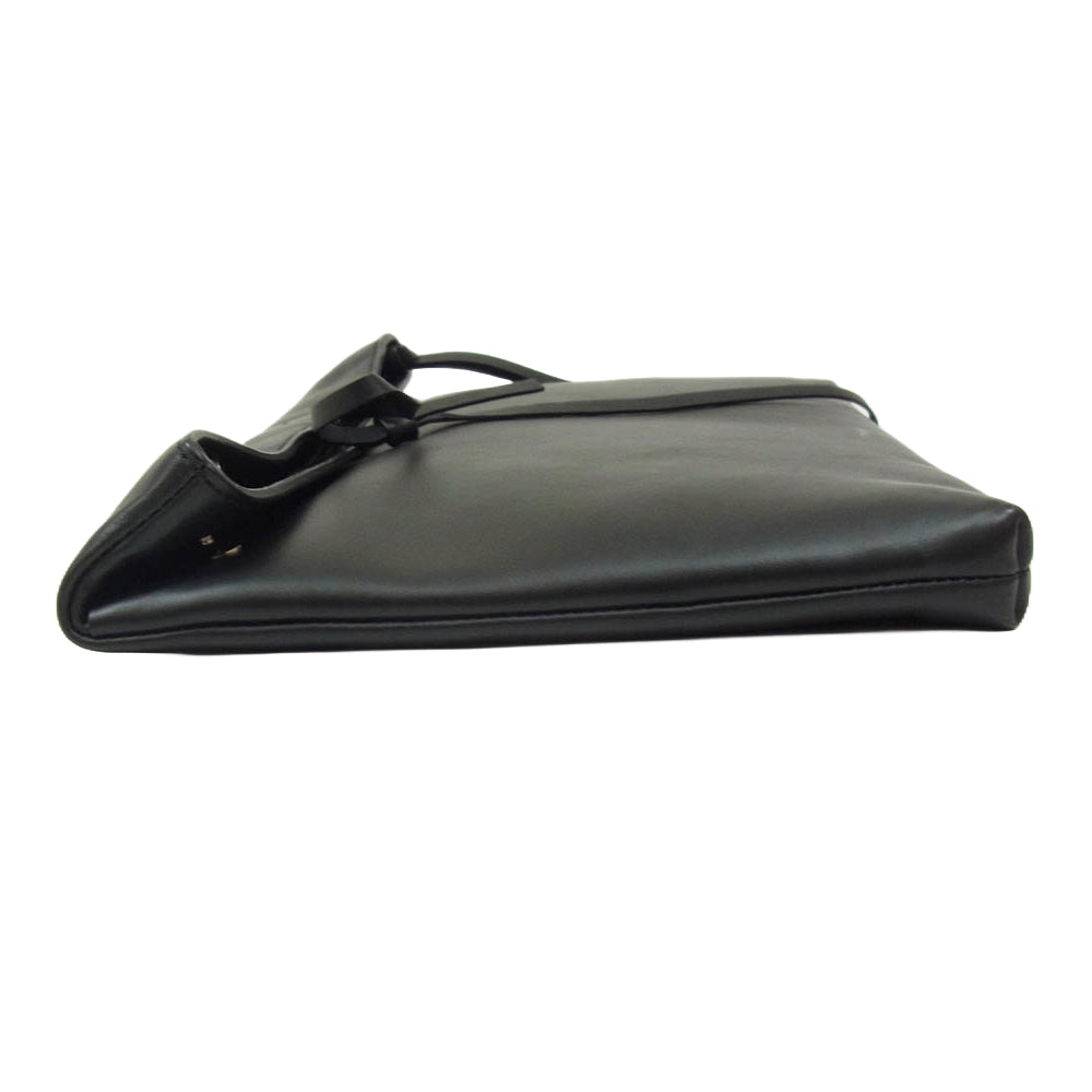 theory セオリー レザー クラッチ バッグ ブラック系【中古】