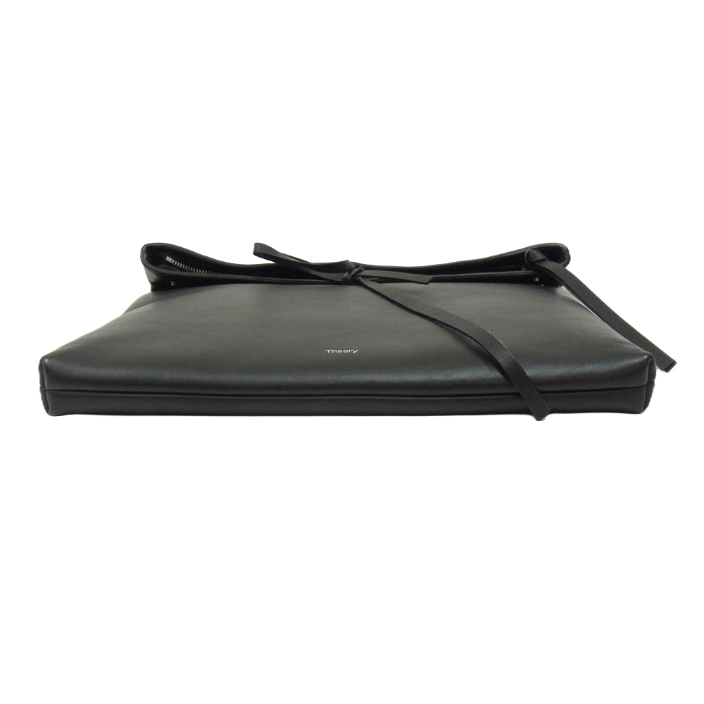 theory セオリー レザー クラッチ バッグ ブラック系【中古】