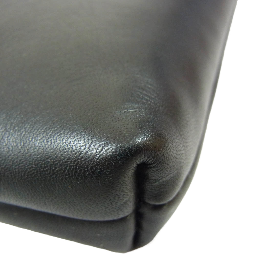 theory セオリー レザー クラッチ バッグ ブラック系【中古】