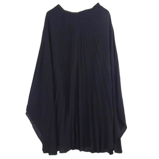 HELMUT LANG ヘルムートラング シルク混 プリーツ スカート ネイビー ダークネイビー系 2【中古】