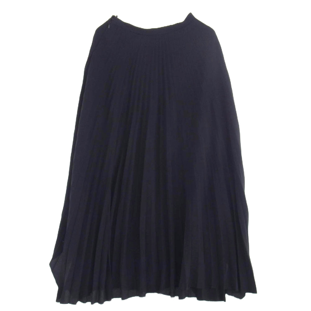 HELMUT LANG ヘルムートラング シルク混 プリーツ スカート ネイビー ダークネイビー系 2【中古】