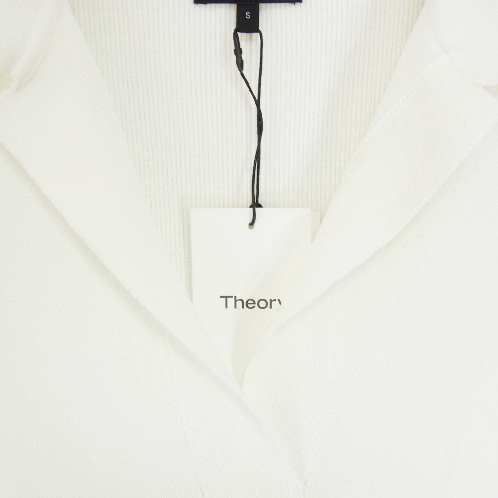 theory セオリー 01+1101746-000-902 コットン スキッパー ニット 襟付き トップス 半袖 ホワイト系 S【新古品】【未使用】【中古】