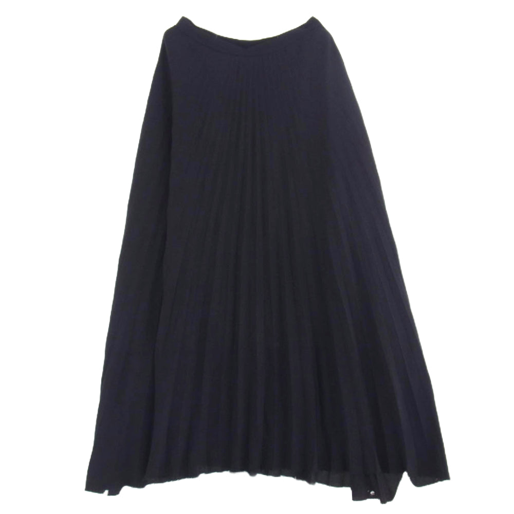 HELMUT LANG ヘルムートラング シルク混 プリーツ スカート ネイビー ダークネイビー系 2【中古】
