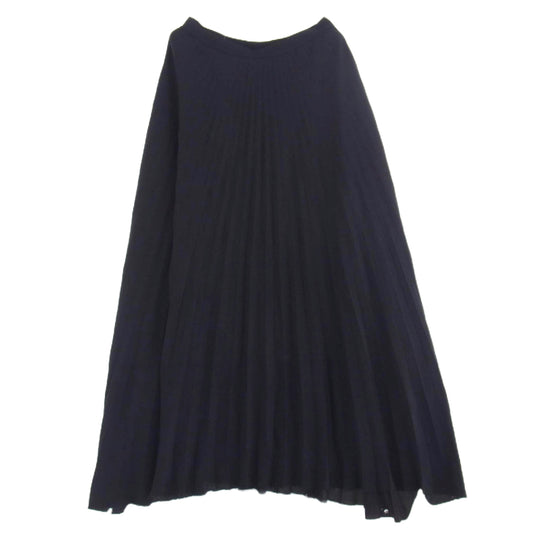 HELMUT LANG ヘルムートラング シルク混 プリーツ スカート ネイビー ダークネイビー系 2【中古】