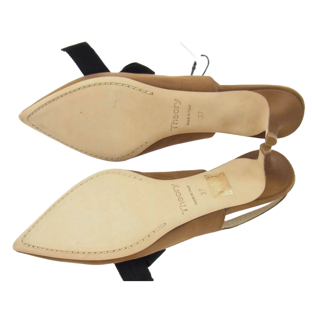 theory セオリー リボン ミュール サンダル ブラウン系 37【新古品】【未使用】【中古】