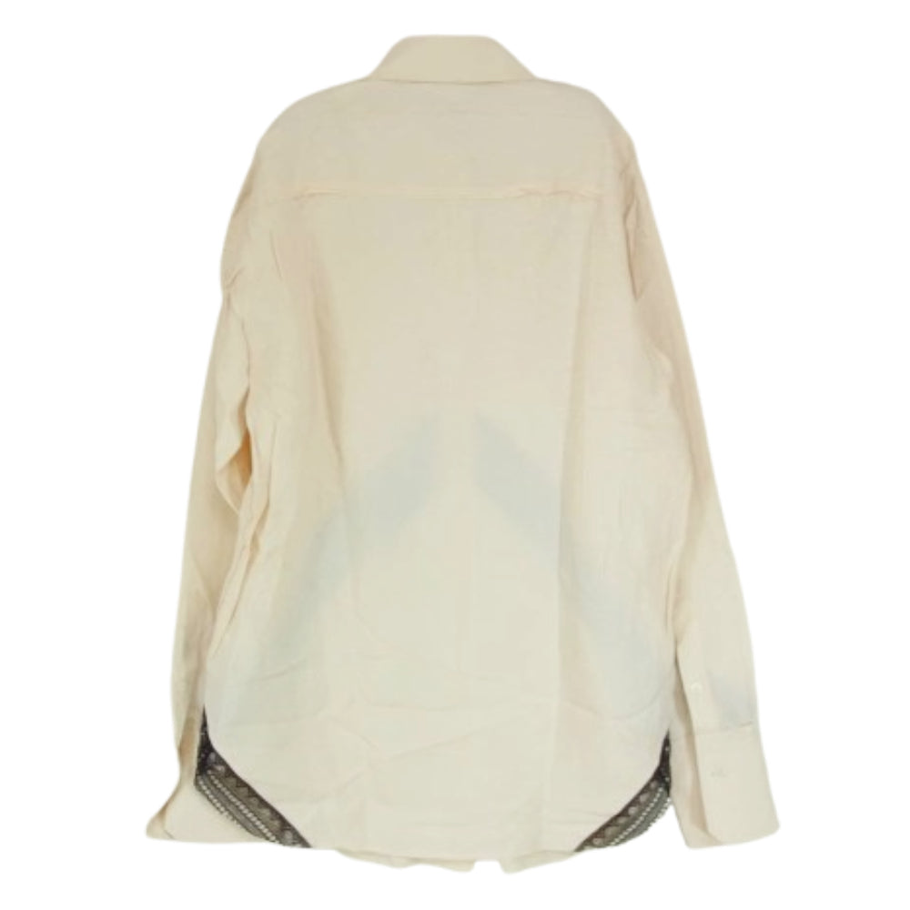 HELMUT LANG ヘルムートラング 16-8308038-050-900 レース レーヨン ブラウス シャツ ベージュ系 XS【新古品】【未使用】【中古】
