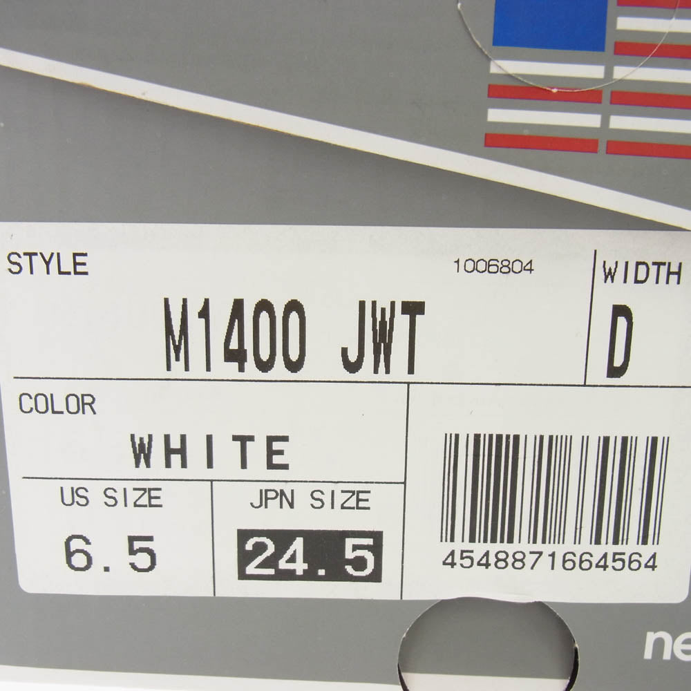 NEW BALANCE ニューバランス M1400JWT USA製 レザー オールホワイト ローカット スニーカー ホワイト系 24.5cm【中古】