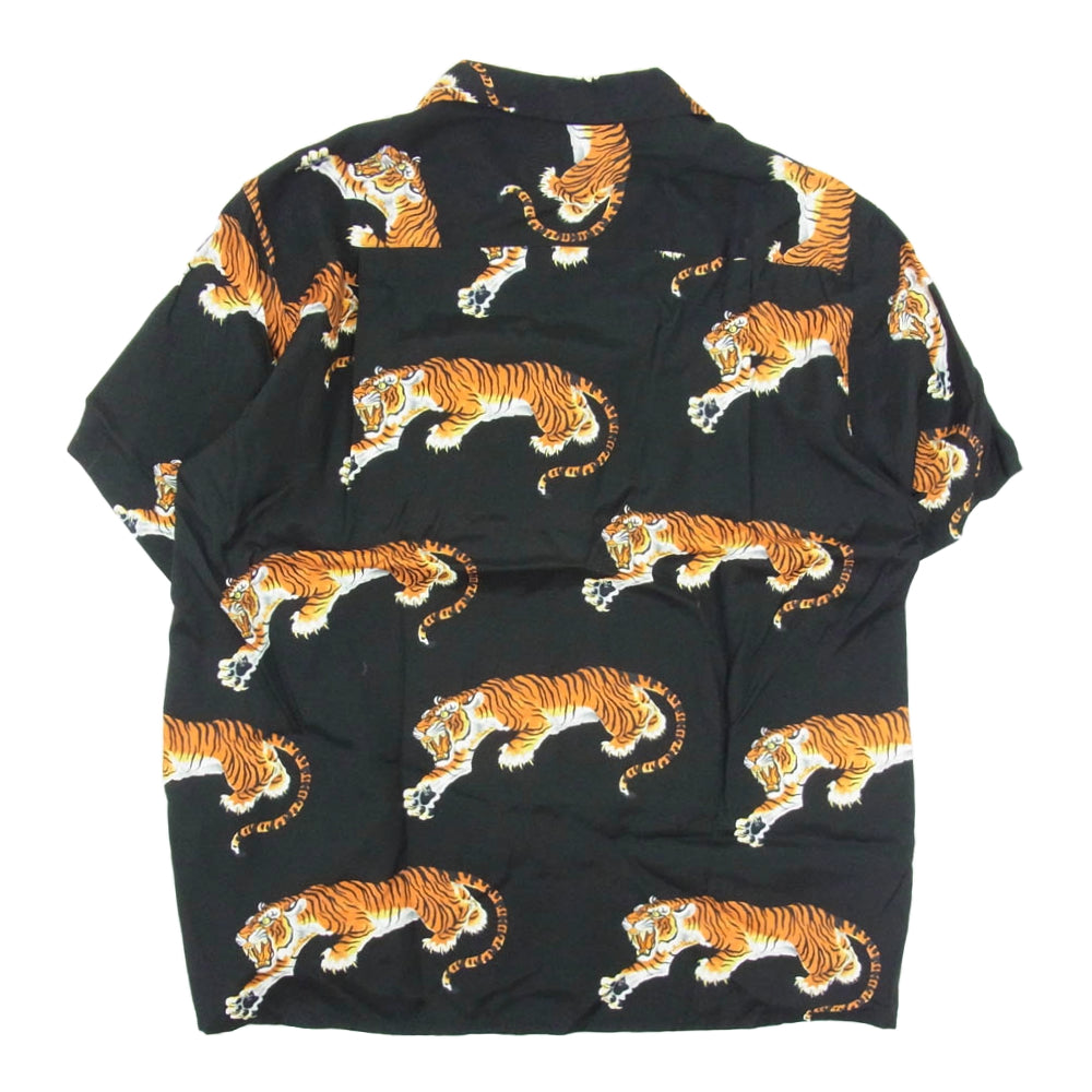 WACKO MARIA ワコマリア 21AW × TIM LEHI HAWAIIAN SHIRT S/S ティムリーハイ ハワイアン アロハ 虎柄 タイガー 開襟 半袖 シャツ ブラック系 L【中古】