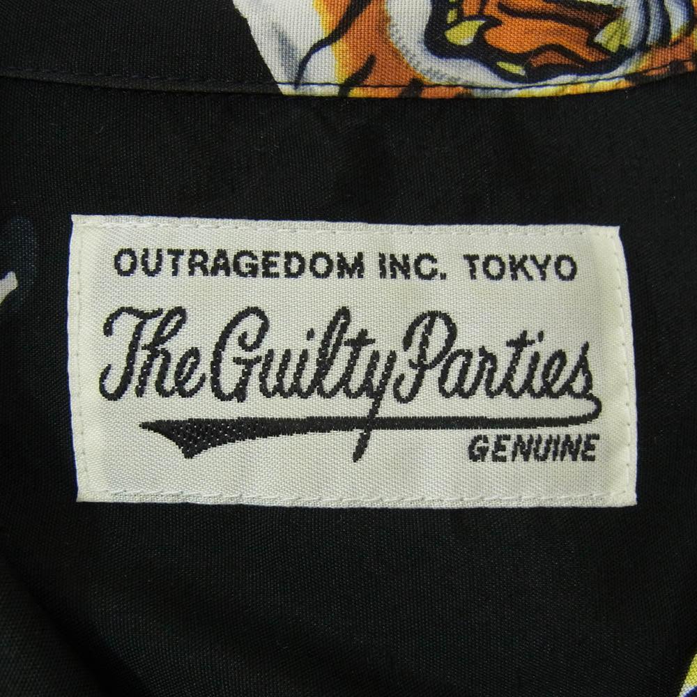 WACKO MARIA ワコマリア 21AW × TIM LEHI HAWAIIAN SHIRT S/S ティムリーハイ ハワイアン アロハ 虎柄 タイガー 開襟 半袖 シャツ ブラック系 L【中古】