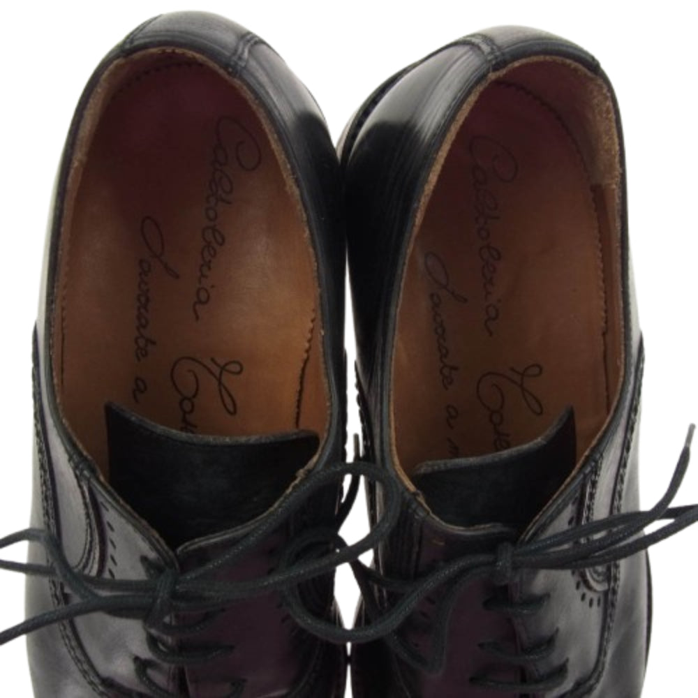 カルツォレリアトスカーナ イタリア製 ウィングチップ レザー シューズ 革靴 ブラック系 40【中古】
