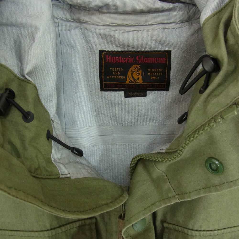 HYSTERIC GLAMOUR ヒステリックグラマー 0261AB02 ワッペン ミリタリー フーデッド ジャケット カーキ系 M【中古】