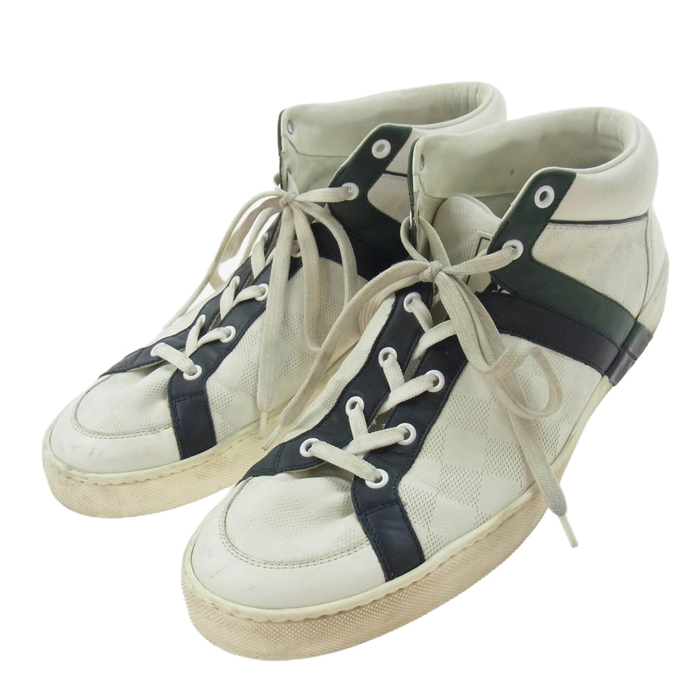 LOUIS VUITTON ルイ・ヴィトン G0 0160 ダミエ サイドライン LVロゴ ハイカット スニーカー ホワイト系 8.5【中古】