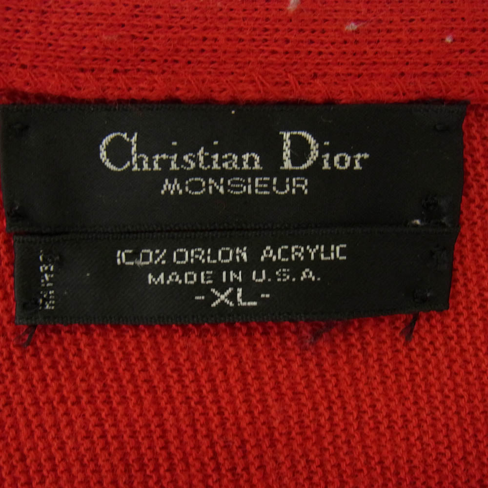 Christian Dior クリスチャンディオール USA製 monsieur カーディガン レッド系 XL【中古】
