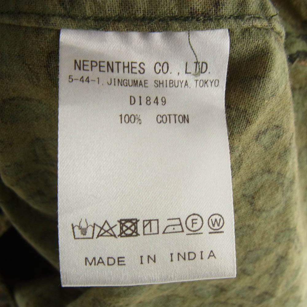 South2 West8 サウスツーウェストエイト V Neck Army Shirt Printed Flannel  レオパード柄 Vネック 長袖 シャツ カーキ系 L【中古】