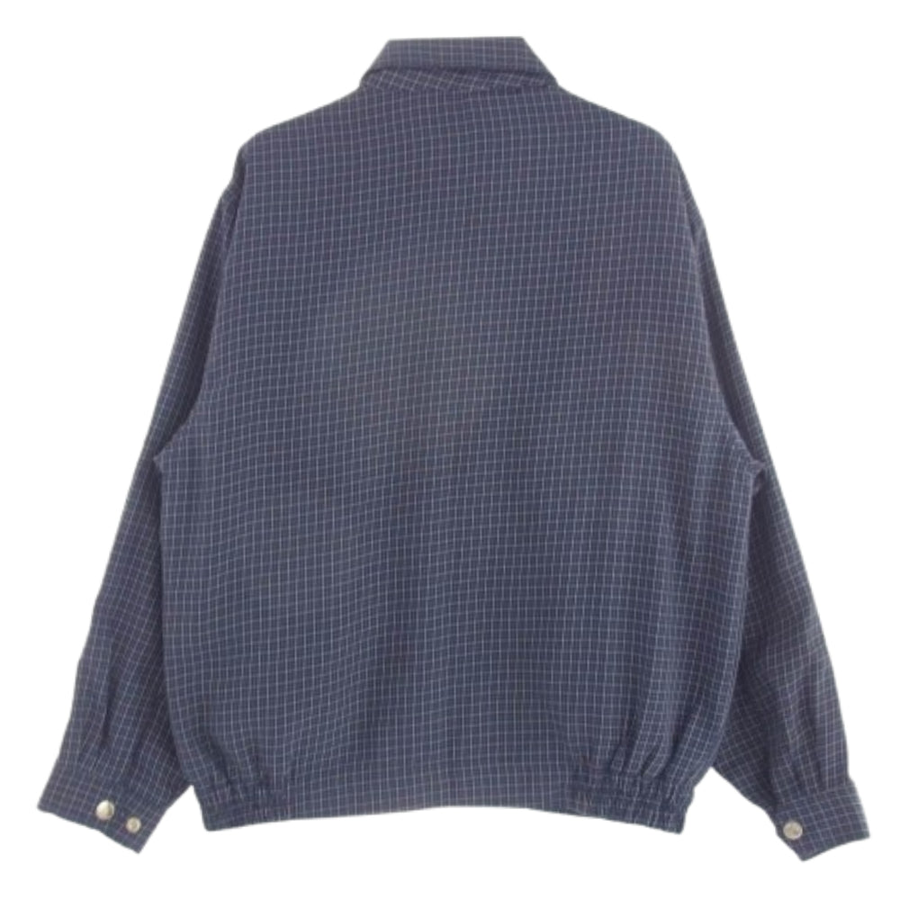 YVES SAINT LAURENT イヴサンローラン チェック スウィング トップ ジャケット ブルー ダークネイビー系【中古】