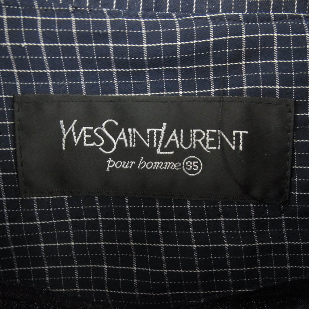 YVES SAINT LAURENT イヴサンローラン チェック スウィング トップ ジャケット ブルー ダークネイビー系【中古】