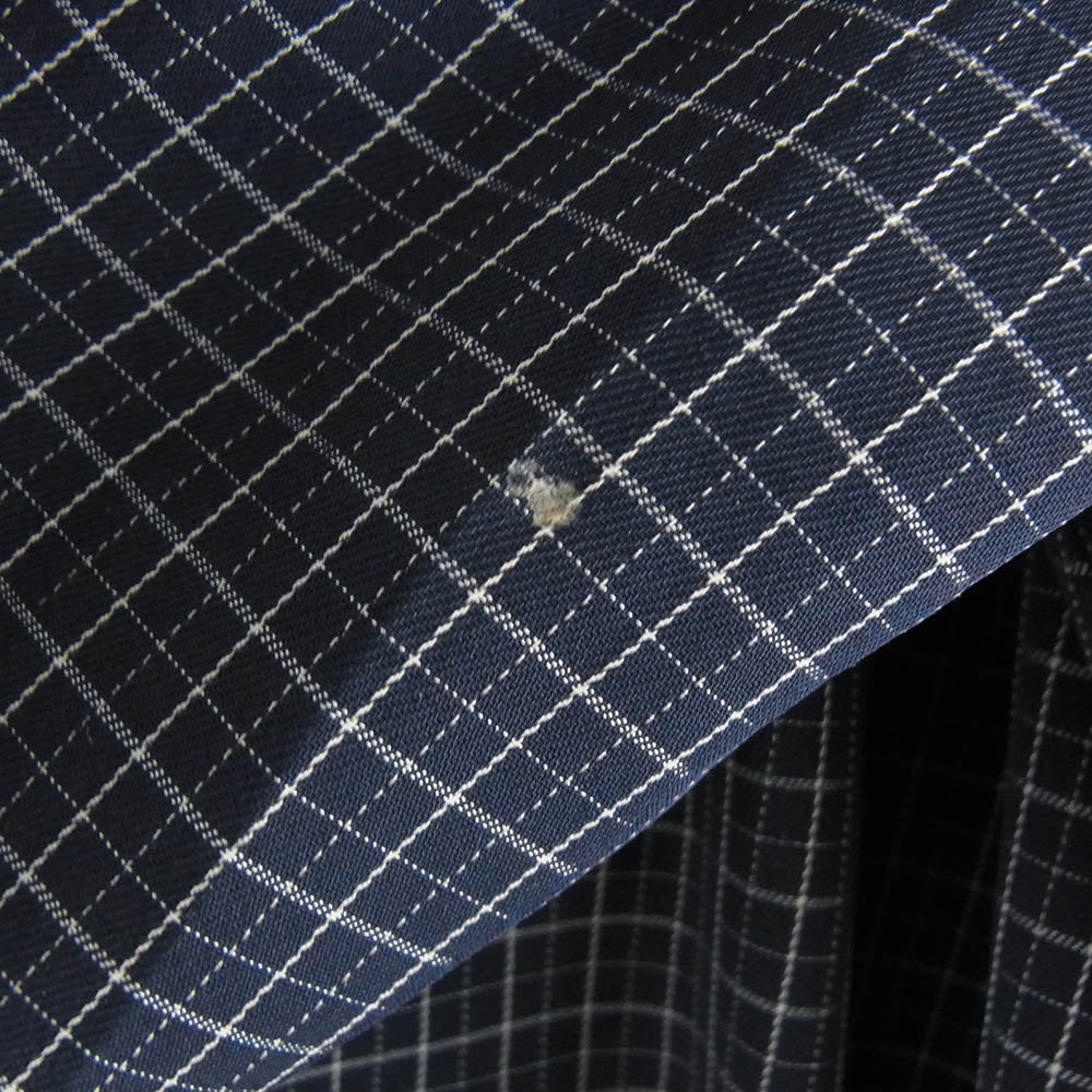 YVES SAINT LAURENT イヴサンローラン チェック スウィング トップ ジャケット ブルー ダークネイビー系【中古】