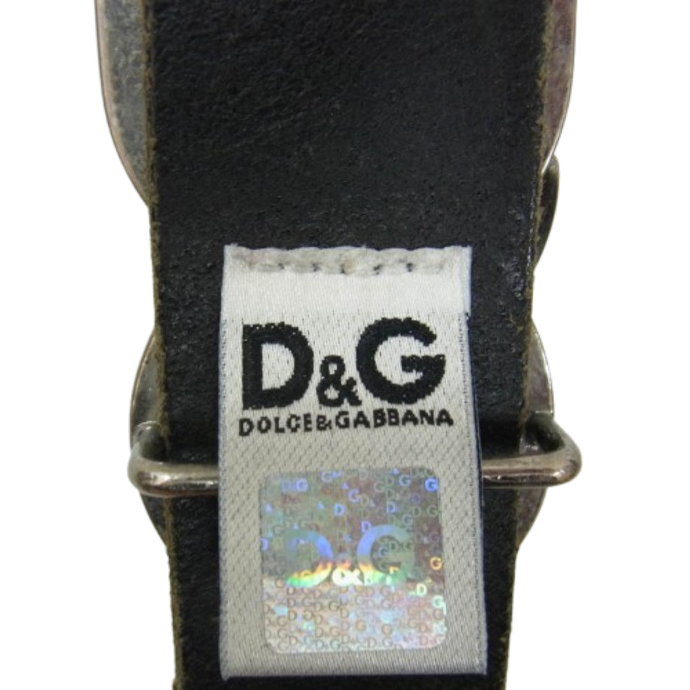 DOLCE&GABBANA ドルチェアンドガッバーナ D&G ロゴバックル レザー ベルト ブラック系【中古】