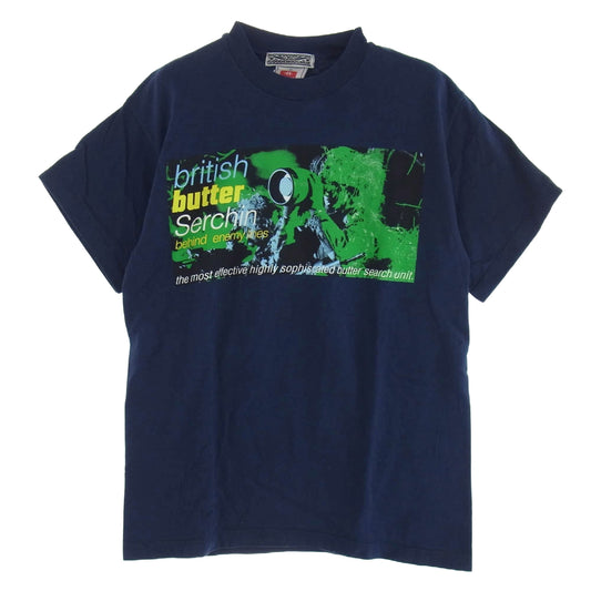 GOODENOUGH グッドイナフ 90s 初期 archive アーカイブ UKG トライバルタグ GDEH butter プリント Tee 半袖 Tシャツ ネイビー系 M【中古】