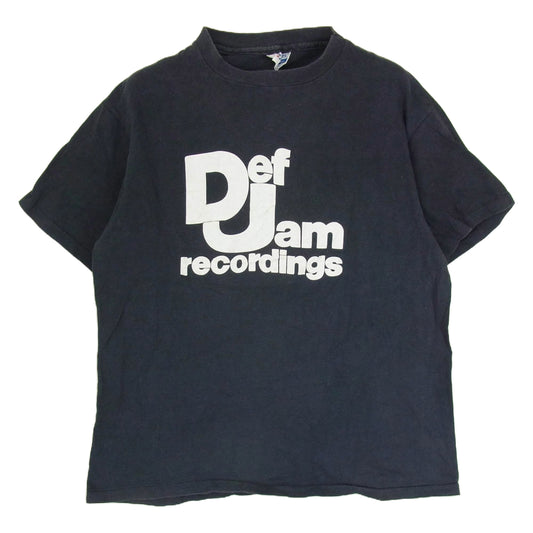 ヴィンテージ 80s Hanes def jam 半袖 プリント Tシャツ ネイビー系 L【中古】