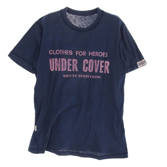 UNDERCOVER アンダーカバー 90s 初期 archive アーカイブ ピンクタグ インサイドアウト ロゴ プリント 半袖 Ｔシャツ ネイビー系【中古】