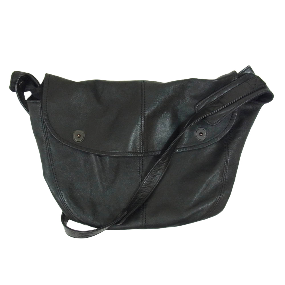 Yohji Yamamoto POUR HOMME ヨウジヤマモトプールオム HZ-I02-772 ホースレザー BLACK Leather shoulder bag ブラック レザー ショルダー バッグ ブラック系【中古】