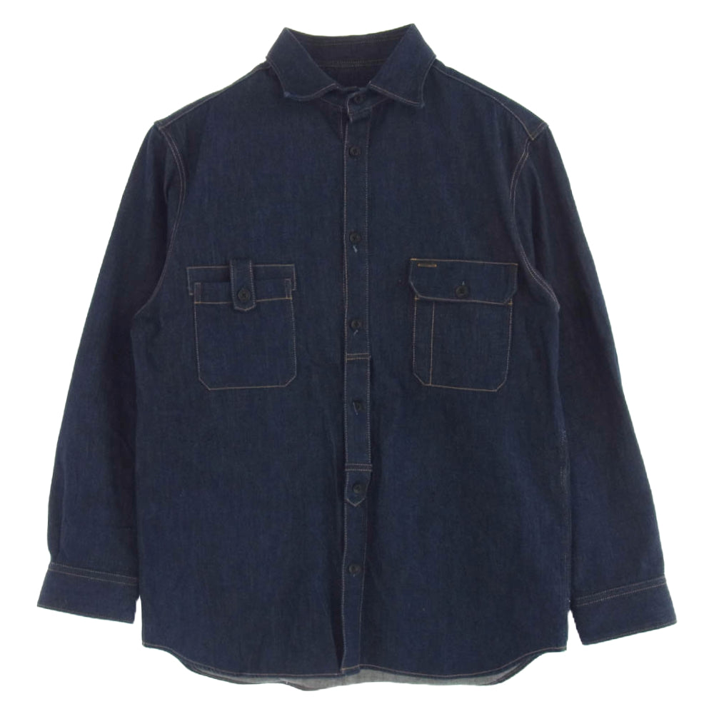 Yohji Yamamoto POUR HOMME ヨウジヤマモトプールオム 24AW HO-B43-023 8OZ DENIM FRONT STRIP SHIRT デニムフロントストリップシャツ インディゴブルー系 2【中古】