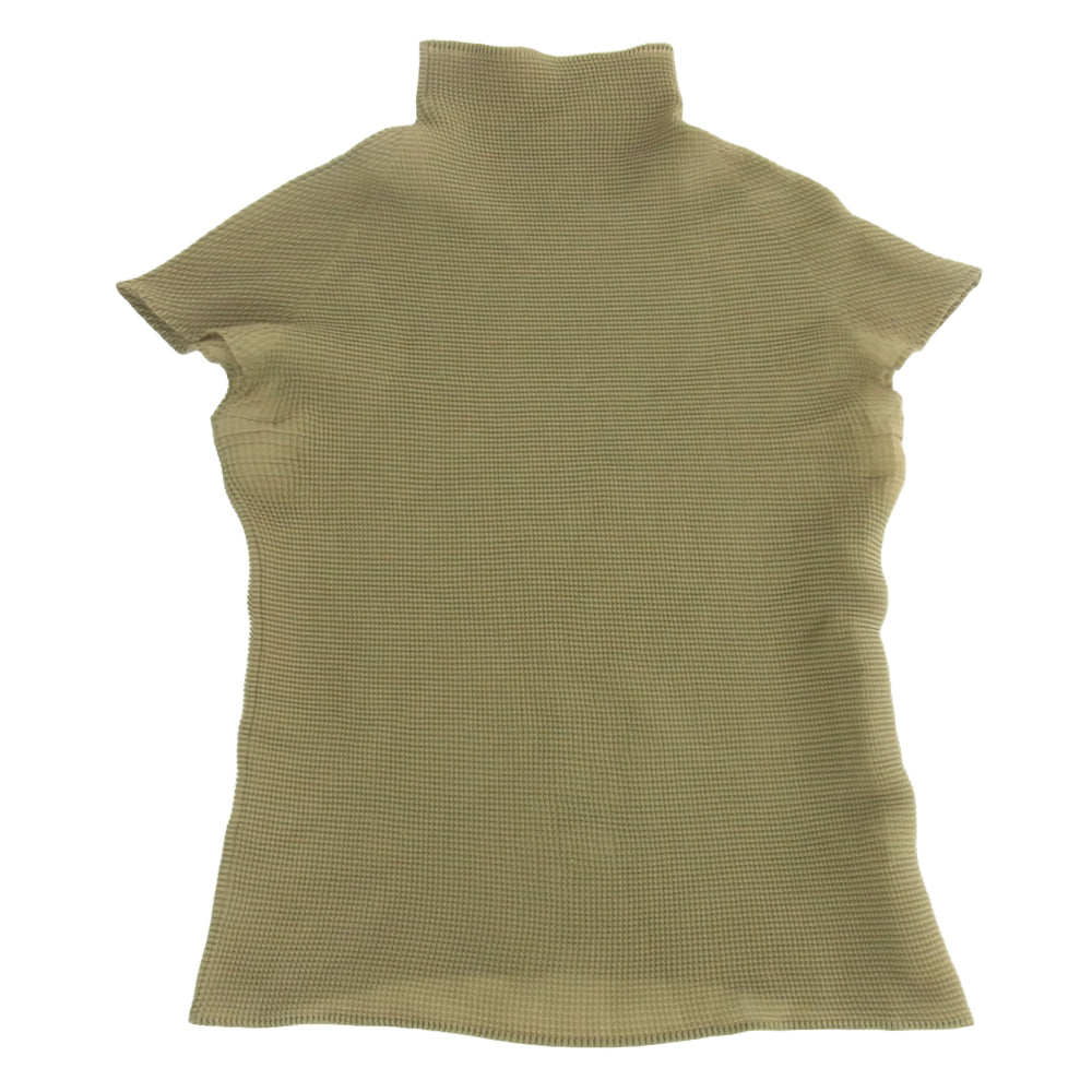 ISSEY MIYAKE イッセイミヤケ PP68FK203 ボックスプリーツ ボトルネック カットソー フレンチスリーブ カーキ系 3【中古】