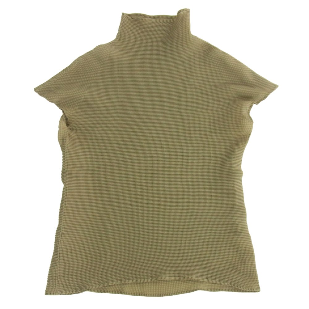 ISSEY MIYAKE イッセイミヤケ PP68FK203 ボックスプリーツ ボトルネック カットソー フレンチスリーブ カーキ系 3【中古】