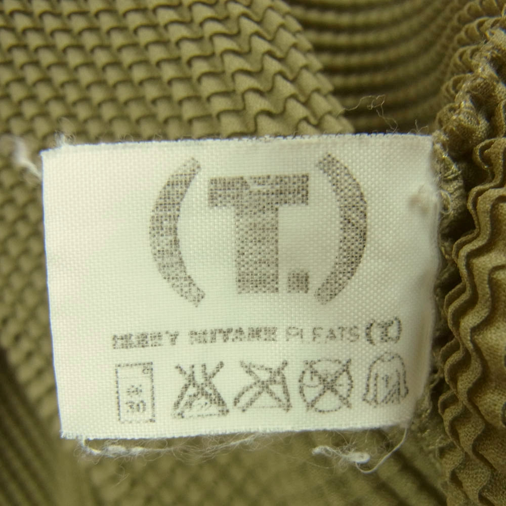 ISSEY MIYAKE イッセイミヤケ PP68FK203 ボックスプリーツ ボトルネック カットソー フレンチスリーブ カーキ系 3【中古】