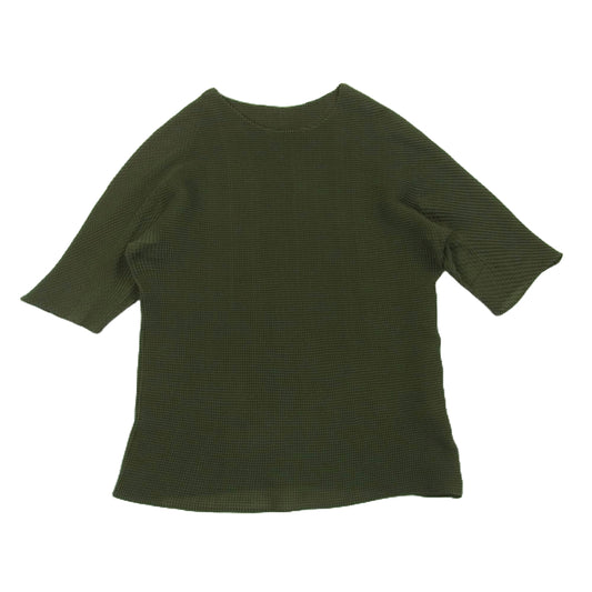 ISSEY MIYAKE イッセイミヤケ ボックスプリーツ カットソー 半袖 フィリピン製 カーキ系 3【中古】