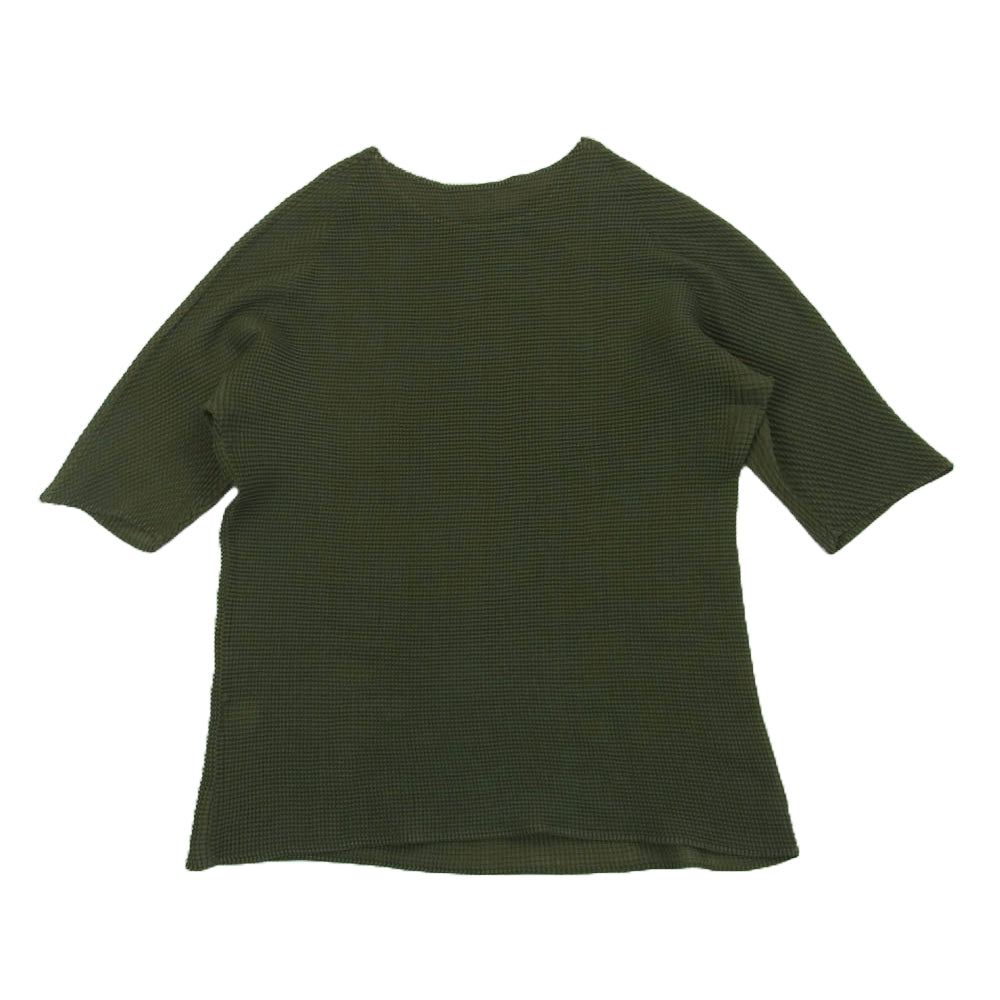 ISSEY MIYAKE イッセイミヤケ ボックスプリーツ カットソー 半袖 フィリピン製 カーキ系 3【中古】