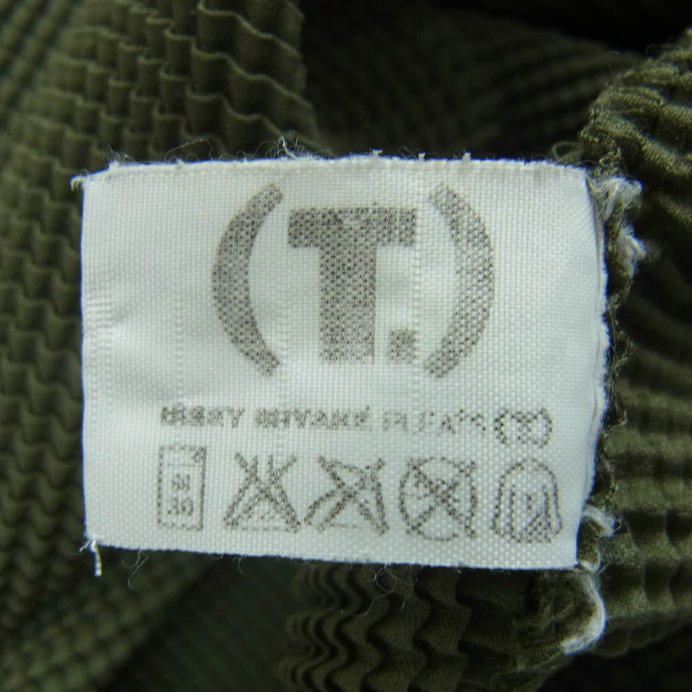 ISSEY MIYAKE イッセイミヤケ ボックスプリーツ カットソー 半袖 フィリピン製 カーキ系 3【中古】