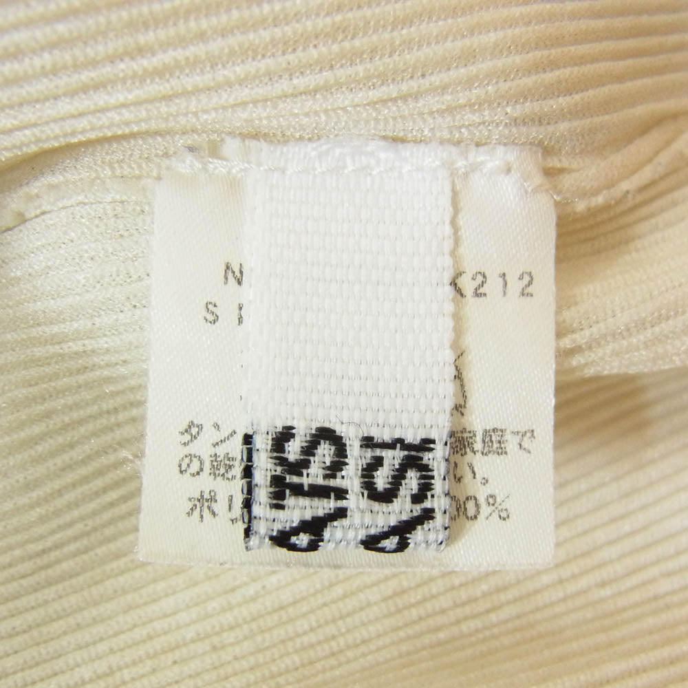 PLEATS PLEASE プリーツプリーズ イッセイミヤケ PP19-JK212 プリーツ加工 細プリーツ フレンチスリーブ カットソー オフホワイト系 3【中古】