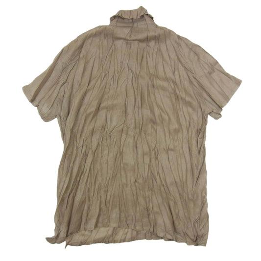 PLEATS PLEASE プリーツプリーズ イッセイミヤケ PP42-PJ914 シワ加工 シャツ ブラウス 半袖 ブラウン系 3【中古】