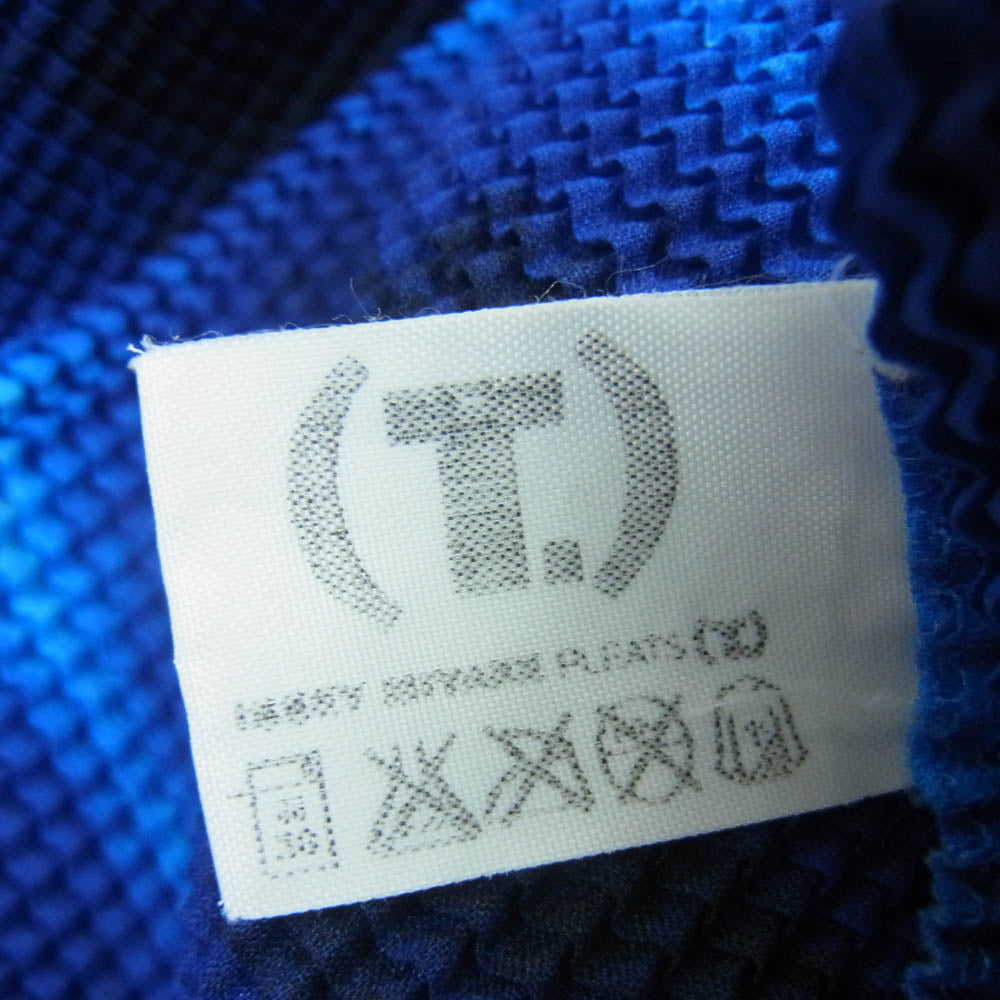 ISSEY MIYAKE イッセイミヤケ PP68FK603 ボックスプリーツ 総柄 ボトルネック カットソー フレンチスリーブ 半袖 ブルー系 3【中古】