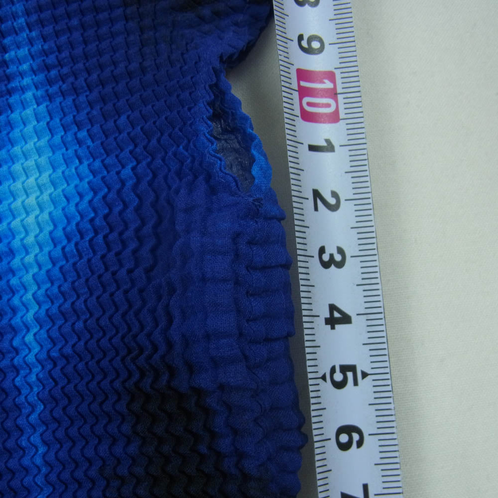 ISSEY MIYAKE イッセイミヤケ PP68FK603 ボックスプリーツ 総柄 ボトルネック カットソー フレンチスリーブ 半袖 ブルー系 3【中古】