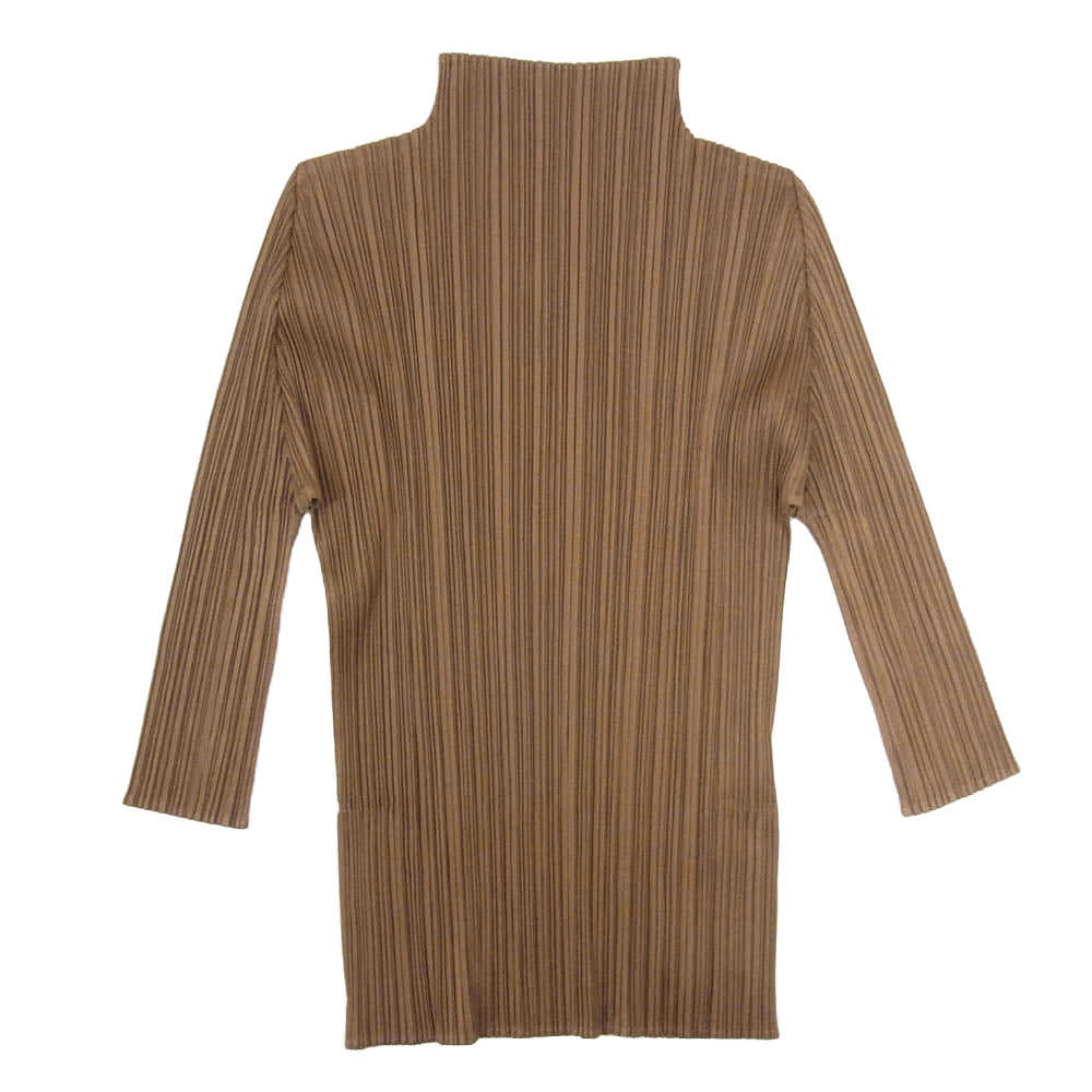 PLEATS PLEASE プリーツプリーズ イッセイミヤケ PP61-JK203 プリーツ加工 ボトルネック カットソー ブラウン系 3【中古】