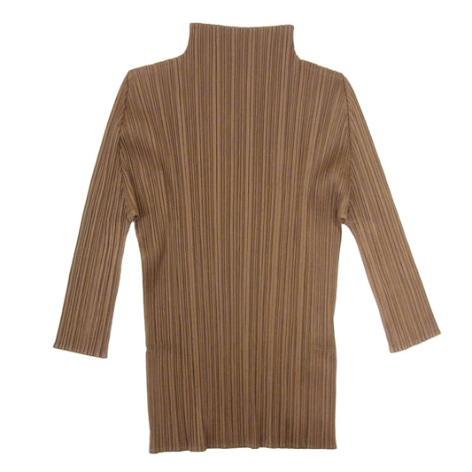PLEATS PLEASE プリーツプリーズ イッセイミヤケ PP61-JK203 プリーツ加工 ボトルネック カットソー ブラウン系 3【中古】