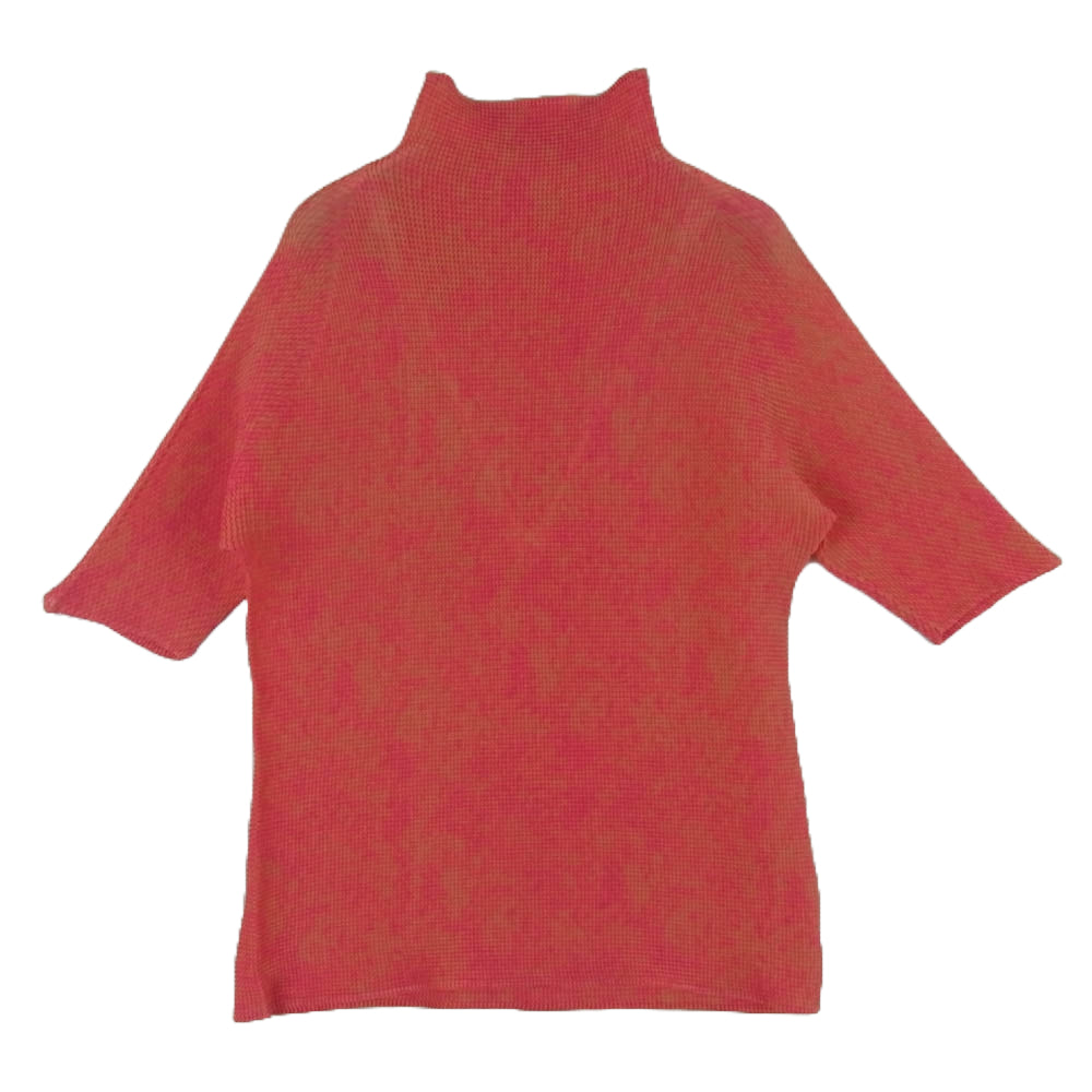 ISSEY MIYAKE イッセイミヤケ PP68FK615 ボックスプリーツ 総柄 ボトルネック カットソー 半袖 ピンク系 3【中古】