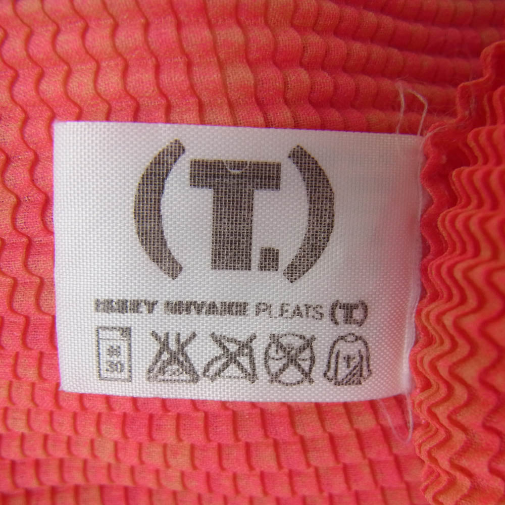 ISSEY MIYAKE イッセイミヤケ PP68FK615 ボックスプリーツ 総柄 ボトルネック カットソー 半袖 ピンク系 3【中古】