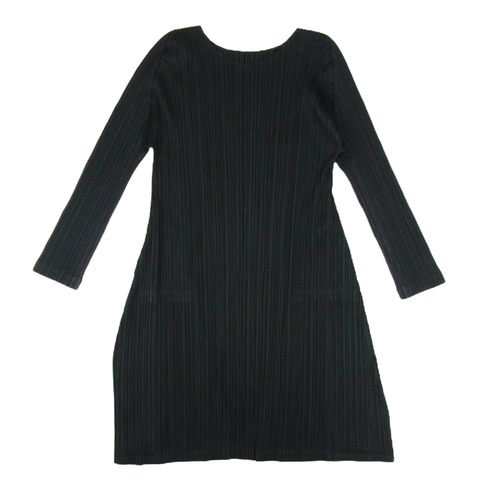 PLEATS PLEASE プリーツプリーズ イッセイミヤケ PP63-JT187 プリーツ加工 ロング カットソー ワンピース ブラック系 3【中古】