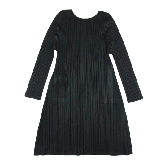 PLEATS PLEASE プリーツプリーズ イッセイミヤケ PP63-JT187 プリーツ加工 ロング カットソー ワンピース ブラック系 3【中古】