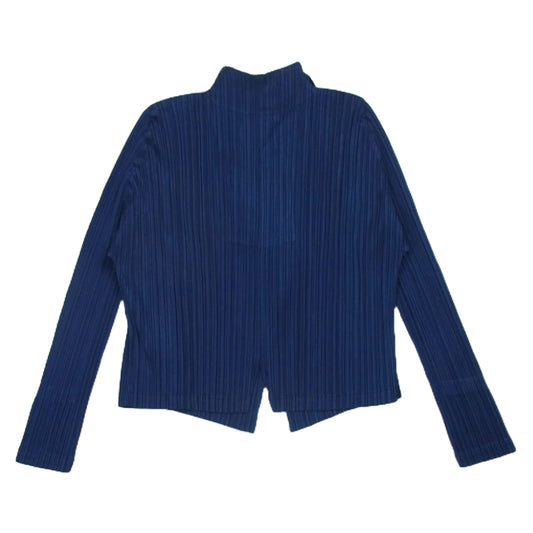 PLEATS PLEASE プリーツプリーズ イッセイミヤケ PP63-J0186 プリーツ加工 ボトルネック カーディガン ジャケット ネイビー系 3【中古】