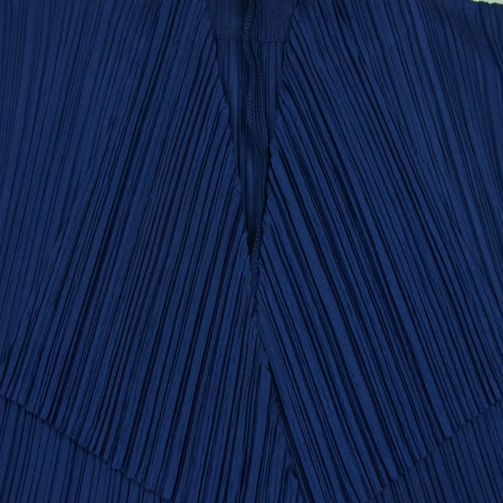 PLEATS PLEASE プリーツプリーズ イッセイミヤケ PP63-J0186 プリーツ加工 ボトルネック カーディガン ジャケット ネイビー系 3【中古】