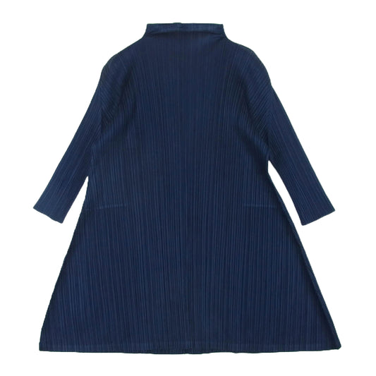 PLEATS PLEASE プリーツプリーズ イッセイミヤケ PP03-JT165 プリーツ加工 スキッパー ハイネック ワンピース ネイビー系 3【中古】