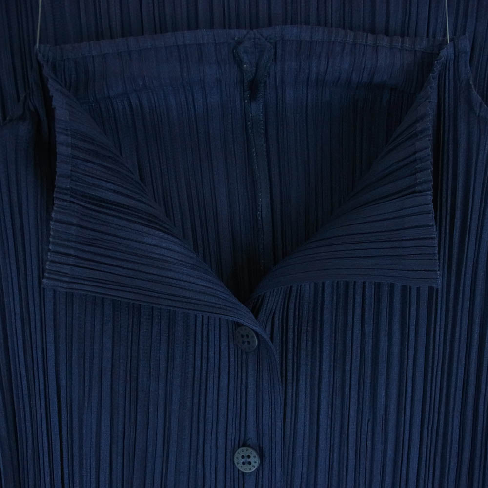 PLEATS PLEASE プリーツプリーズ イッセイミヤケ PP03-JT165 プリーツ加工 スキッパー ハイネック ワンピース ネイビー系 3【中古】