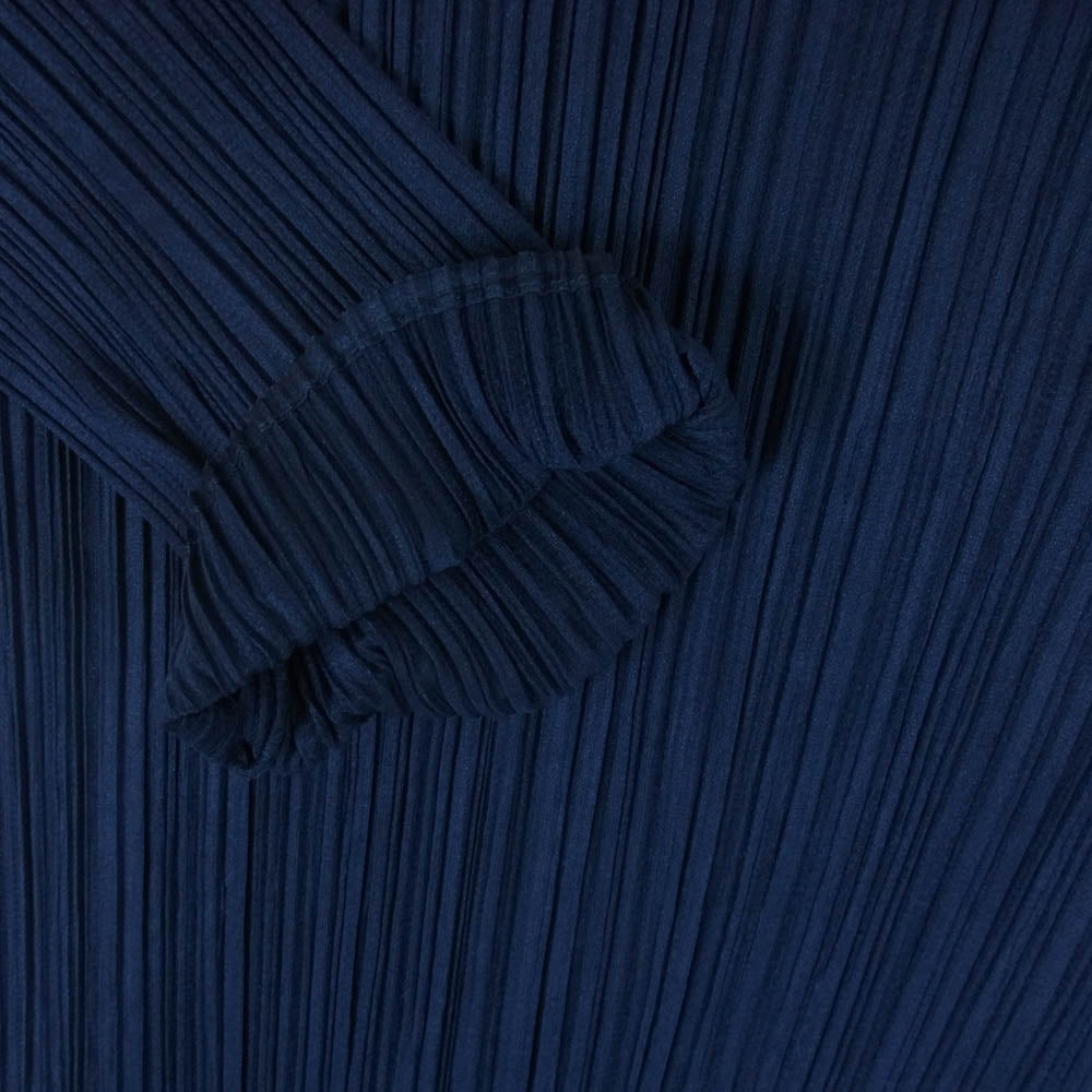 PLEATS PLEASE プリーツプリーズ イッセイミヤケ PP03-JT165 プリーツ加工 スキッパー ハイネック ワンピース ネイビー系 3【中古】